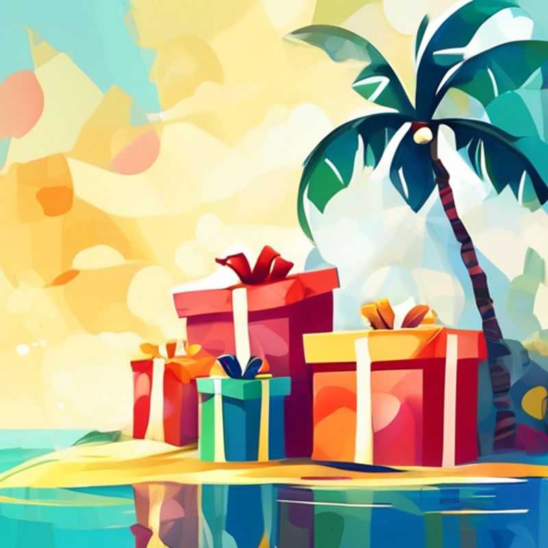 A table of small, wrapped presents, each priced under $5,